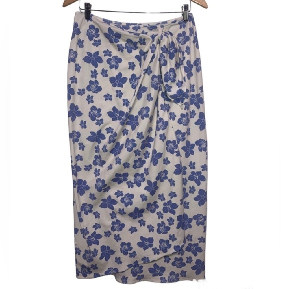 St John Sport Wool Blend Floral Wrap Skirt NEW